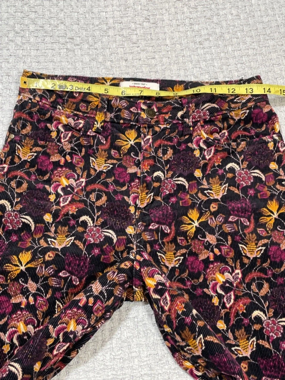 Wrangler High Rise Fierce Flare Corduroy Pants Retro Floral Pattern Size 4 - Picture 13 of 16